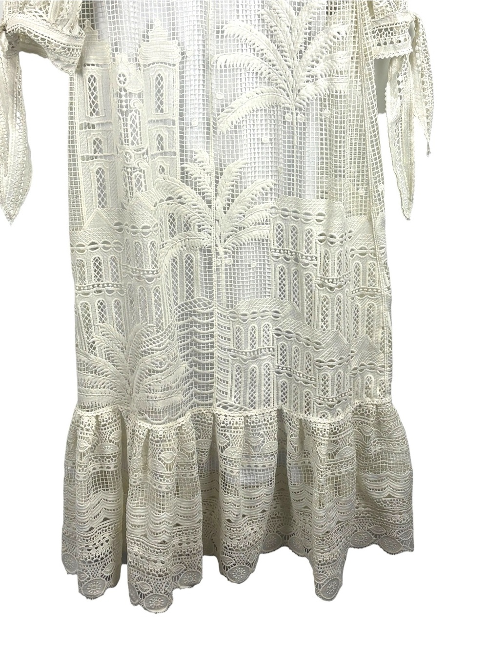 FARM RIO MORADA BOA GUIPURE LACE WHITE MIDI DRESS - Picture 8 of 16